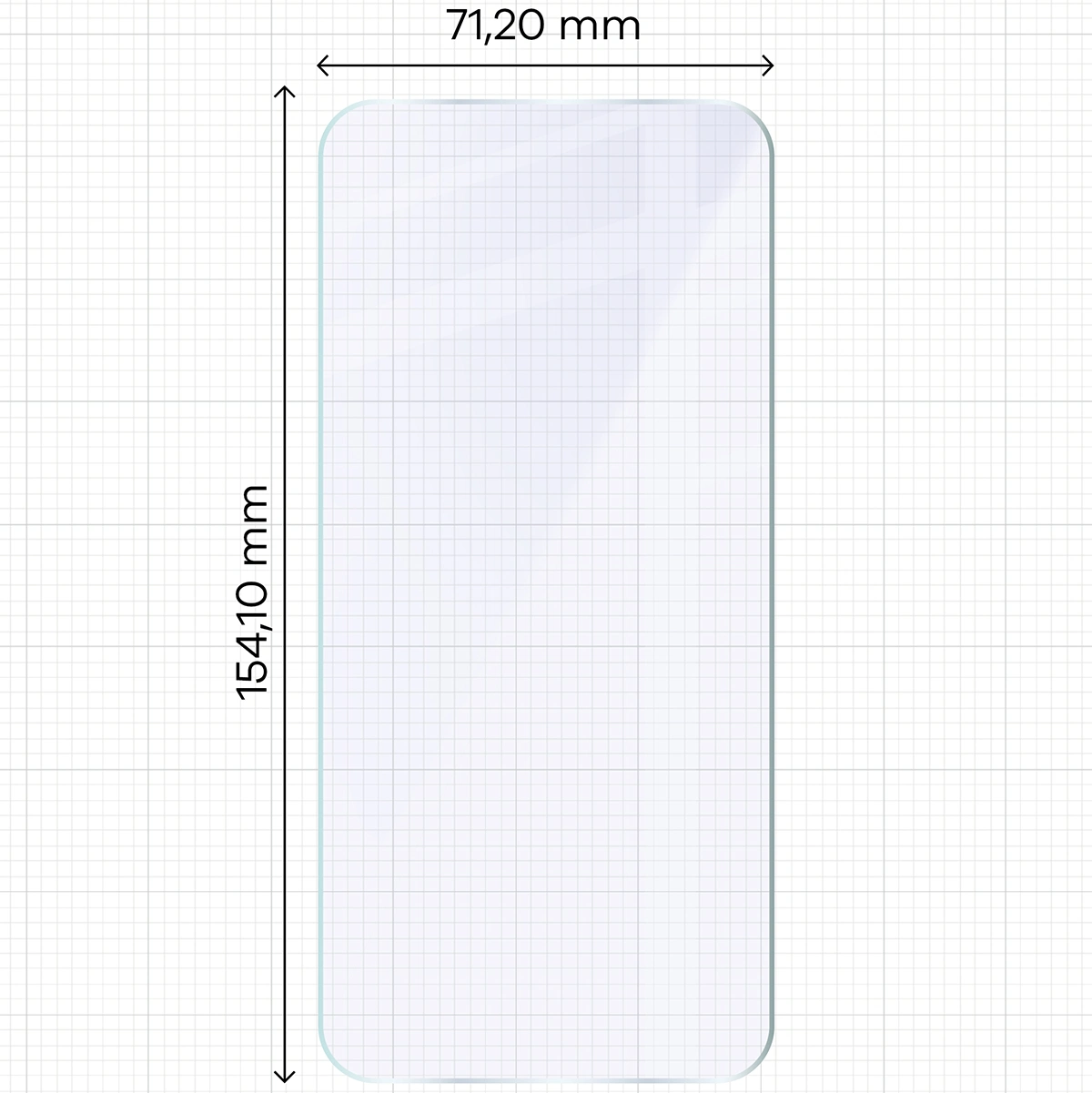 Miarka z wymiarami szkła hybrydowego Bizon Hybrid Mule do Oppo Reno 15